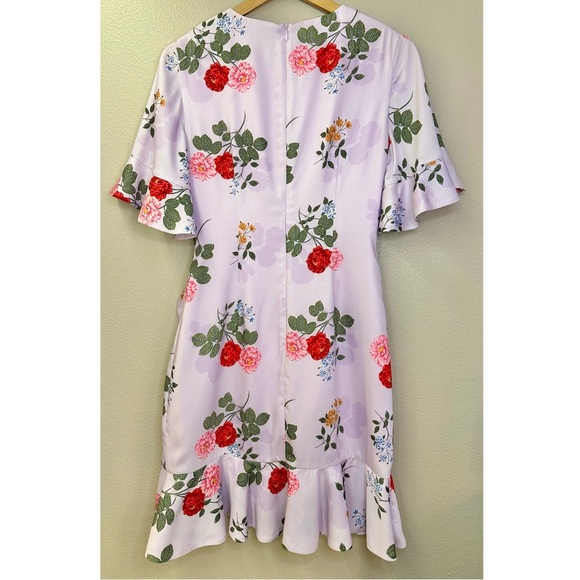 KEEPSAKE the Label Pretty One Side Drape Lilac Floral Mini Ruffle Dress - Picture 6 of 7